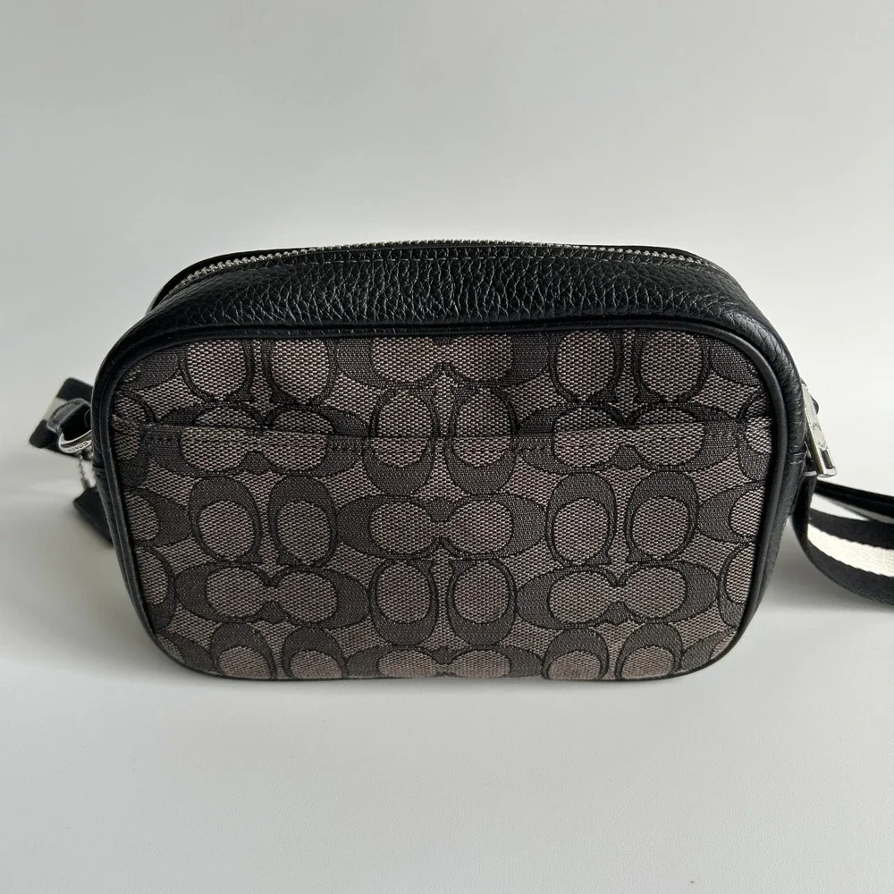 Coach Jamie Camera Bag Charcoal Black Signature Leather Crossbody Excellent